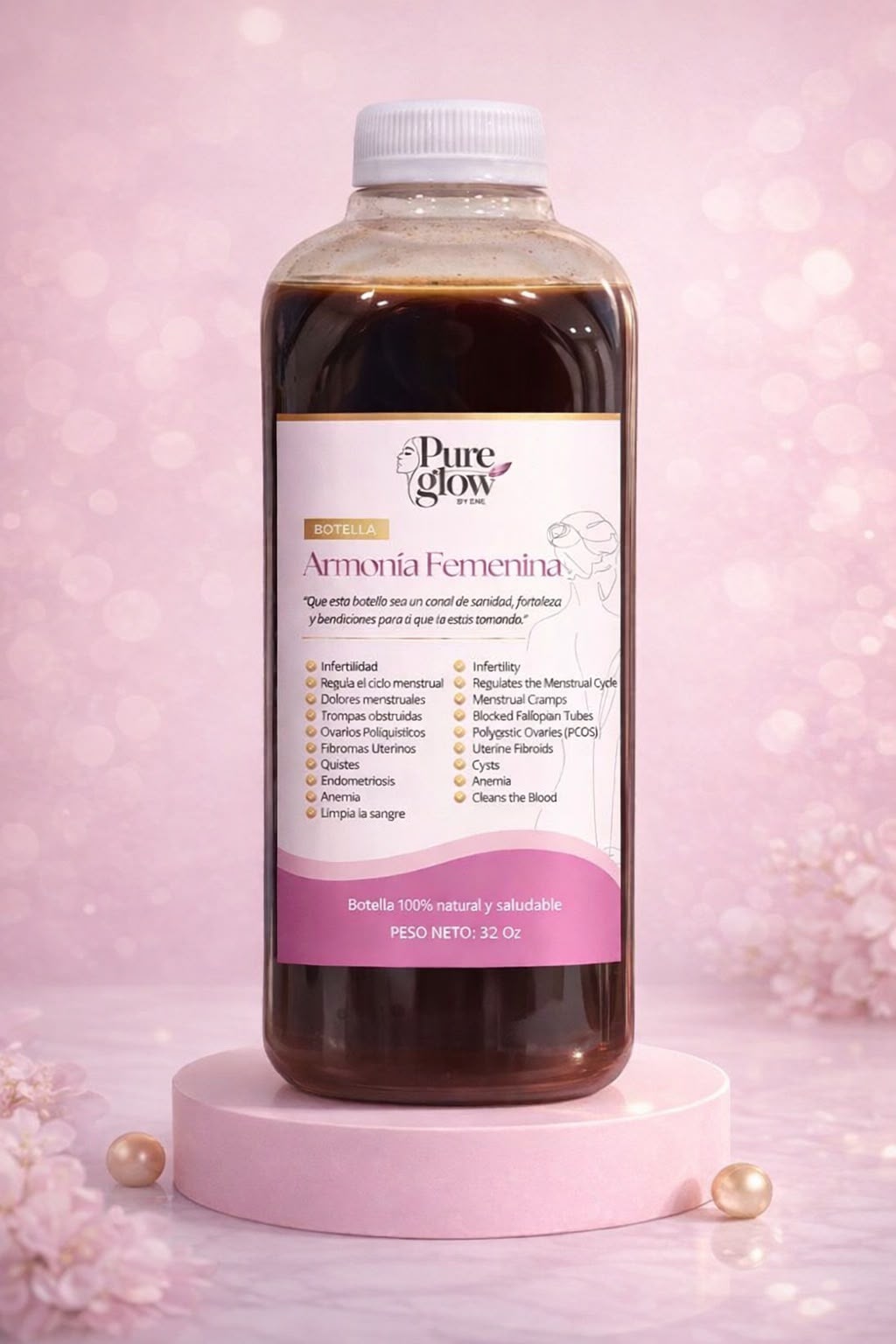 Pure Glow By Ene Botella natural casera Armonia Femenina